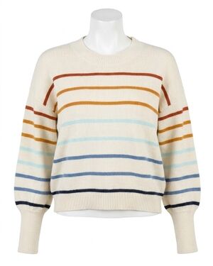 NEW GRACE AND LACE crew neck striped sweater in ivory-multi stripe